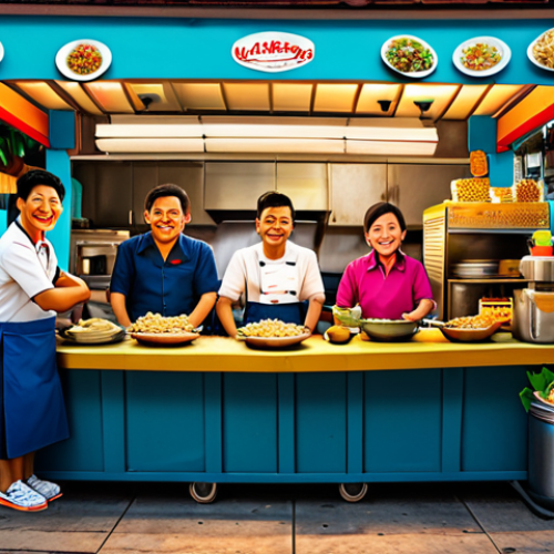 Overcooked! 2 Theme**

"Four friends, diverse Thai ethnicities, joyfully collaborating in a chaotic Bangkok street food stall kitchen (Pad Thai!), fully clothed, cartoon style, vibrant colors, safe for work, family-friendly, perfect anatomy, correct proportions, digital art."

**