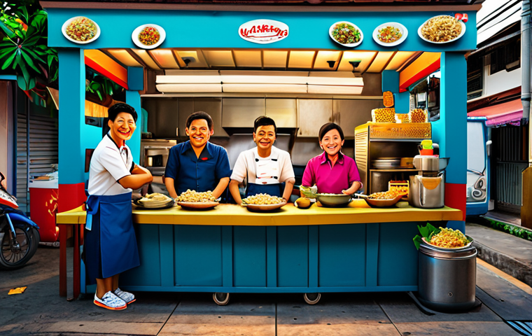 Overcooked! 2 Theme**

"Four friends, diverse Thai ethnicities, joyfully collaborating in a chaotic Bangkok street food stall kitchen (Pad Thai!), fully clothed, cartoon style, vibrant colors, safe for work, family-friendly, perfect anatomy, correct proportions, digital art."

**